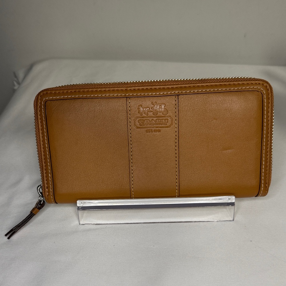 Coach Leather Zip Around Wallet